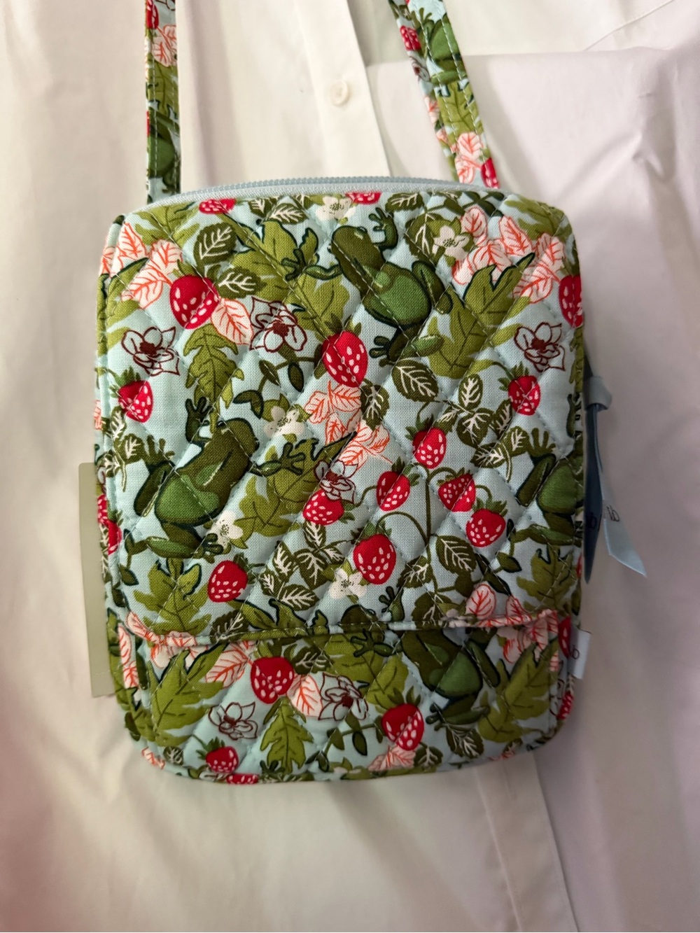 Quilted Vera Bradley mini hipster Frogberry Garden Blue